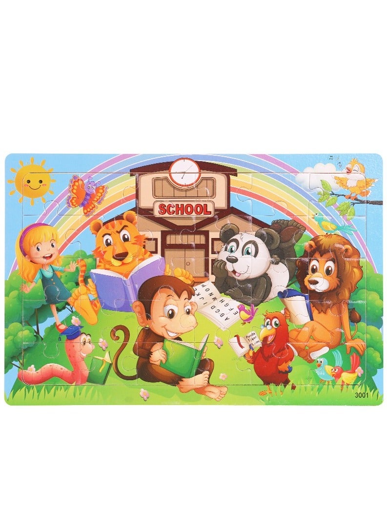 6 Piece Set Wooden Jigsaw Puzzle for Kids Ages 3-5, 30 Pieces Colorful Wooden Jigsaw Puzzle for Toddlers Learning Educational Jigsaw Puzzle Toys for Boys and Girls, Suitable for Kids Ages 3 4 5 6 - Image 4